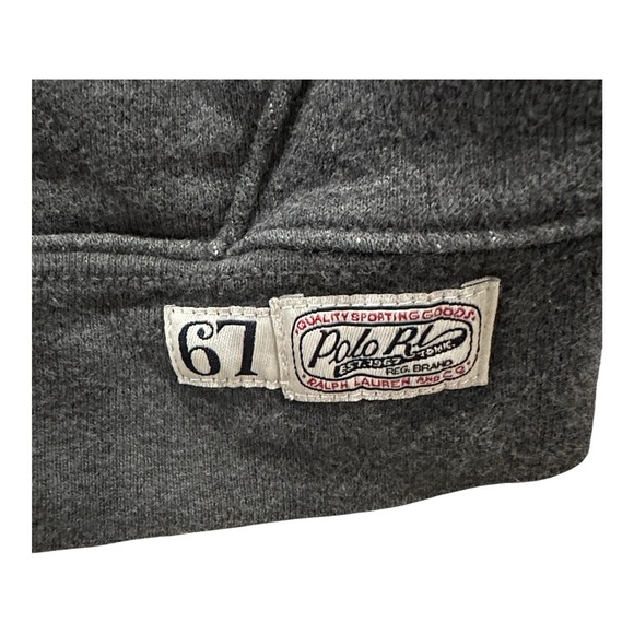 Polo Ralph Lauren Hoodie Boys 7 Gray Full Zip Fleece POLO Logo Sweatshirt - Picture 2 of 8